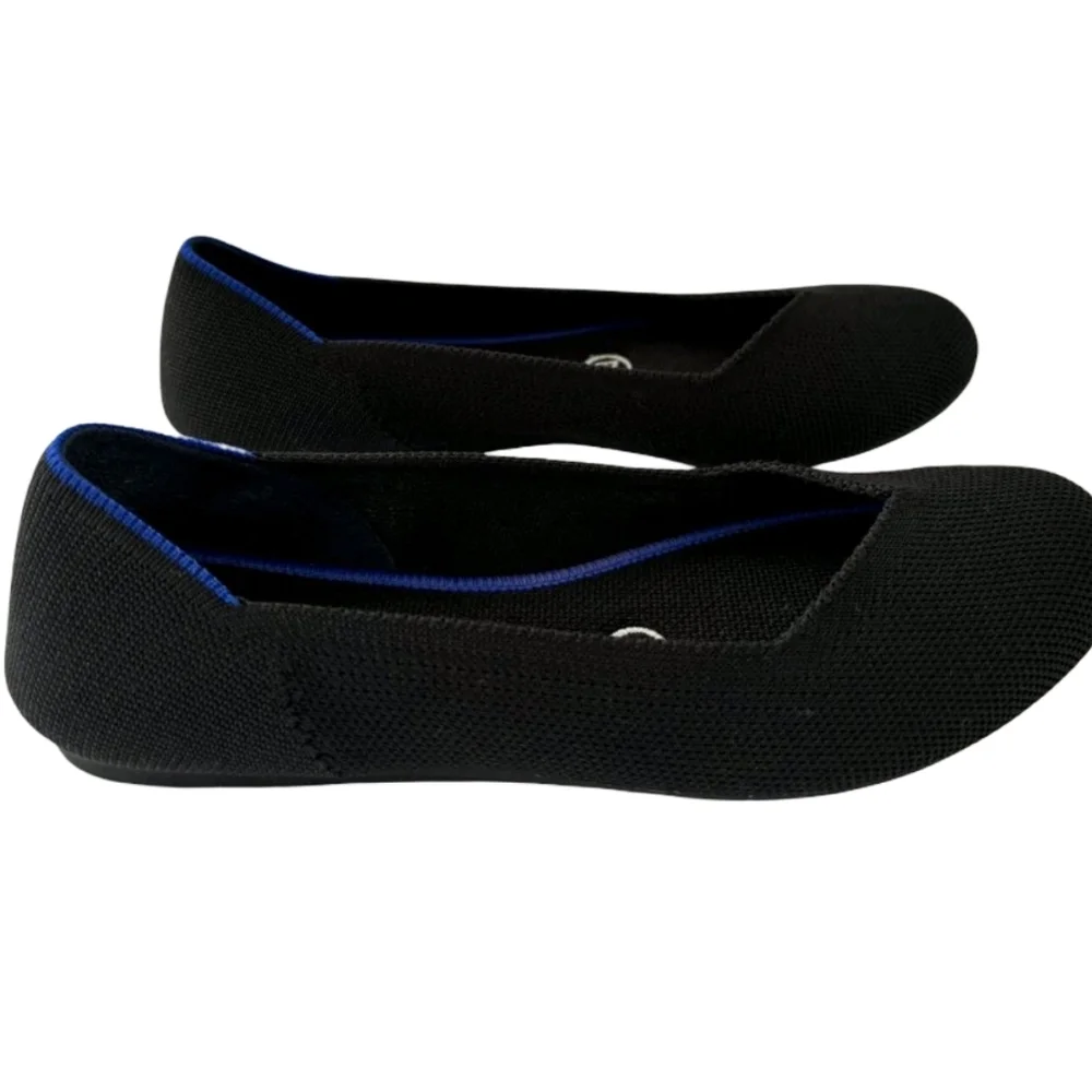Rothy's Round Toe Black Ballet Flats Slip On Shoes SIZE US W9.5